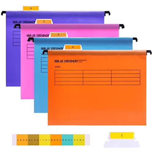 Srvnpioy Foolscap Hängemappen mit Tabs und Karteneinlagen für Aktenschränke,12 Stück, 4 Farbe, Misst 41 x 25 x 37 cm, aus PP von Srvnpioy