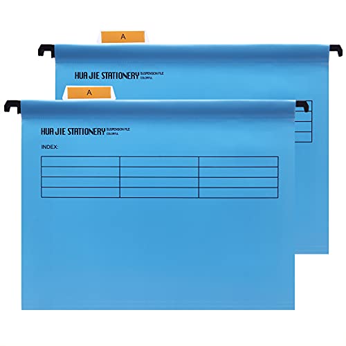 Srvnpioy Große Größe Foolscap Hängemappen mit Tabs und Karteneinlagen,12 Stück,40cm Aufhängestange Passend für Papier 36cm x 24cm, Polypropylen Hängetasche für Aktenschränke,Blau von Srvnpioy