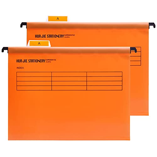 Srvnpioy Große Größe Foolscap Hängemappen mit Tabs und Karteneinlagen,12 Stück,40cm Aufhängestange Passend für Papier 36cm x 24cm, Polypropylen Hängetasche für Aktenschränke,Orange von Srvnpioy