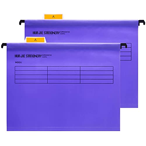 Srvnpioy Große Größe Foolscap Hängemappen mit Tabs und Karteneinlagen,12 Stück,40cm Aufhängestange Passend für Papier 36cm x 24cm, Polypropylen Hängetasche für Aktenschränke,Violett von Srvnpioy