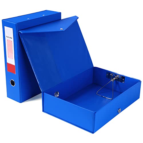 Srvnpioy 2 Stück A4 Archivbox, 88 mm Rücken, Aktenboxen Aufbewahrungsbox Mit Verschlussfeder, Dokumentenbox Aus Kunststoff für Büro, Schule Oder Archivraum, Blau von Srvnpioy