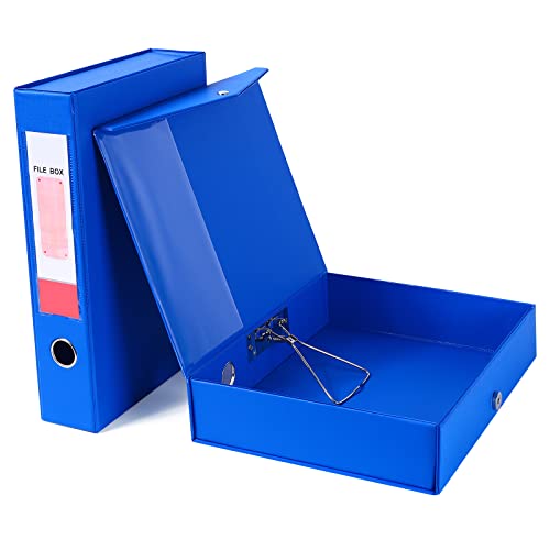 Srvnpioy 2 Stück Blau Aktenboxen A4, 68 mm Rücken, A4 Archivbox Aufbewahrungsbox mit Verschlussfeder, A4 Dokumentenbox aus Kunststoff für Schule, Büromaterial von Srvnpioy