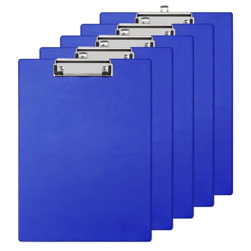 Srvnpioy Klemmbrett DIN A4, blau, 5 Stück, aus PVC und Karton, mit ausziehbarer Aufhängeöse, für Schule, Büro, Krankenhaus, Restaurant, Lager Srvnpioy Klemmbrett DIN A4, blau, 5 Stück, aus PVC und Karton, mit ausziehbarer Aufhängeöse, für Schule, Büro, Krankenhaus, Restaurant, Lager von Srvnpioy