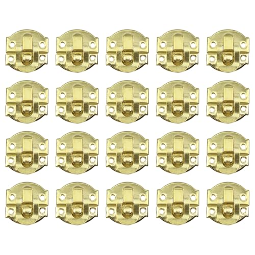 Sscon Mini-Knebelverschluss aus Metall, dekorativ, Retro-Knebelverschluss für Schmuckschatulle und Holzbox, Gold, 2 x 2,1 cm, 20 Stück von Sscon