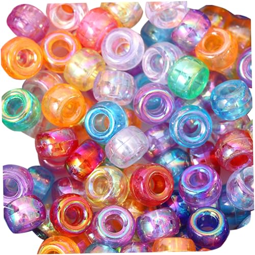 10 Set 1000pcs/Pack Glitter Pony Perlen 0.35 Durchscheinende Pony Perlen Bulk Kreatives DIY für Handwerk, Schmuck, Armbänder und Haarbraun von Ssguopte