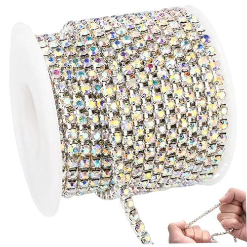 10 Yards/Roll -Strasskette, 2 mm Nimmernkristall -Strassstreifen, moderne und elegante Trimm für Handwerksschmuck Hochzeit Kleidung DIY von Ssguopte