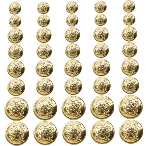 40pcs Messingknöpfe Set, Kleidung Goldknöpfe runde Vintage DIY -Nähkleidung für Blazer, Anzüge, Sportmantel, Uniform, Jacke von Ssguopte