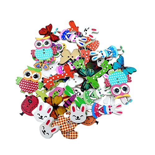 50 Stück Buntes Holzknöpfe Süßes Tierdesign Knöpfe Zwei-Löcher Mini Holznähzubehör dekorativ 50 Stück Buntes Holzknöpfe Süßes Tierdesign Knöpfe Zwei-Löcher Mini Holznähzubehör dekorativ von Ssguopte
