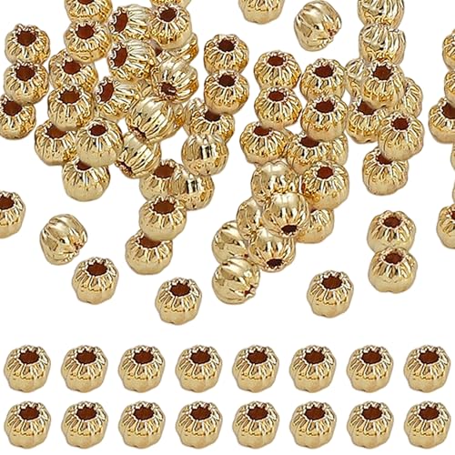 50pcs runde Perlen glatte 14K unvollendete Goldperlen für Handwerks lustige DIY Halskette Ohrringe Kupfer Gold für Schmuck machen Frauen Kinder Mädchen DIY -Geschenke von Ssguopte