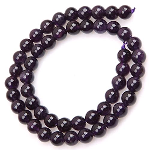8 mm runde natürliche Amethyst -Edelsteinperlen Strand 15, Schmuck Perlen machen von Ssguopte