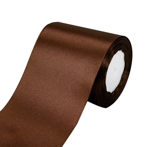 Braun Wired Ribbon 4 Zoll 24 Meter Länge Vintage Braunes Satinband Lustige DIY große Schleife machen dunkle Dacron -Seide für Partydekoration von Ssguopte
