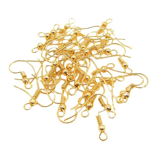 DIY -Schmuck handgefertigtes Perlenmaterial Draht Ohrringhaken Hypoallergene Ohrdrähte Chirurgische Stahlspulen Ohrringe Haken Ohrringe Zubehör Gold 50 Paare von Ssguopte