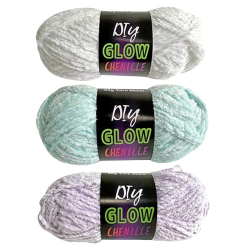 Glühen im dunklen Garn Set 3 Rollen 50 g leuchtend Chenille Garn zum Häkelnähen von Strickhandwerk Glühen im dunklen Garn Set 3 Rollen 50 g leuchtend Chenille Garn zum Häkelnähen von Strickhandwerk von Ssguopte