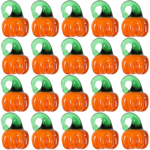 Halloween-Perlen zur Schmuckherstellung, 20 süße Mini-Kürbis-Glasperlen mit Loch, Halloween-Bastelarbeiten für Armbänder, Halsketten und DIY Halloween-Perlen zur Schmuckherstellung, 20 süße Mini-Kürbis-Glasperlen mit Loch, Halloween-Bastelarbeiten für Armbänder, Halsketten und DIY von Ssguopte