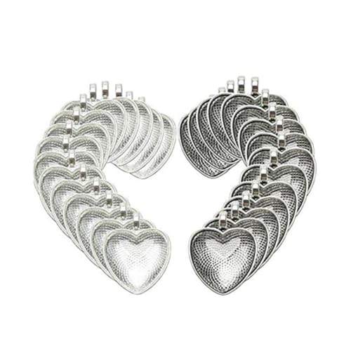 Herzförmige Lünetten Silber und alter silberne Pendellschale Glas Cabochon Herzkuppel DIY Accessoire für Schmuck machen 1Set 25mm Herzförmige Lünetten Silber und alter silberne Pendellschale Glas Cabochon Herzkuppel DIY Accessoire für Schmuck machen 1Set 25mm von Ssguopte