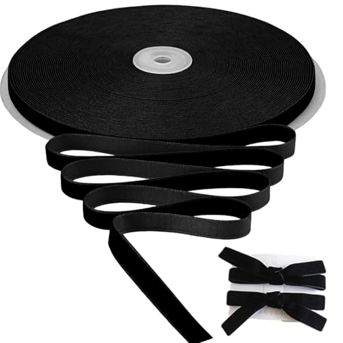 Schwarzes Samtband, 30 Yards Vintage Schwarzes Band, luxuriöser praktischer Mehrzweck-Samt für Geschenkverpackung Hochzeitsdekorationen Kunsthandwerksprojekte von Ssguopte