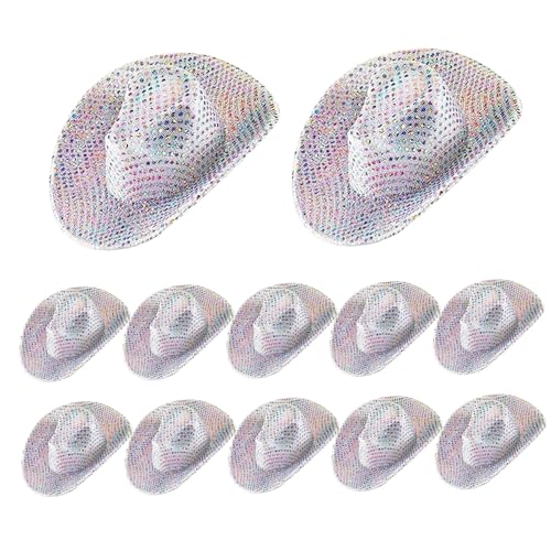 Ssguopte Mini Disco Cowboy Hut 12pcs farbenfrohe Punkte 2,5x2 Weiß Mini Cowgirl Hut glänzende künstliche Lederminiatur Ssguopte Mini Disco Cowboy Hut 12pcs farbenfrohe Punkte 2,5x2 Weiß Mini Cowgirl Hut glänzende künstliche Lederminiatur von Ssguopte