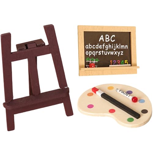 Ssguopte Miniaturpuppenhauszubehör 3PCS Natrual Holzpuppenhaus Miniaturen Malwerkzeug Set DIY Miniature Elektro -Staffelei Ölmalerei Set für Puppenhausdekoration Ssguopte Miniaturpuppenhauszubehör 3PCS Natrual Holzpuppenhaus Miniaturen Malwerkzeug Set DIY Miniature Elektro -Staffelei Ölmalerei Set für Puppenhausdekoration von Ssguopte