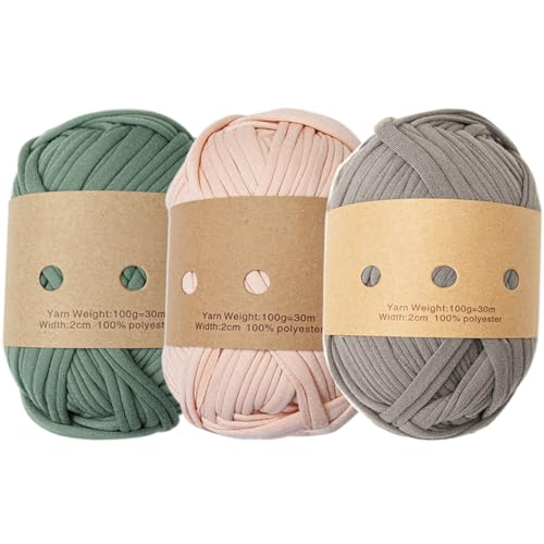 Strickgarn -Set 3pcs 300 g elastisches klobiges Garn weiche Polyester für Bag Coaster Corb Teppiche Strickgarn -Set 3pcs 300 g elastisches klobiges Garn weiche Polyester für Bag Coaster Corb Teppiche von Ssguopte