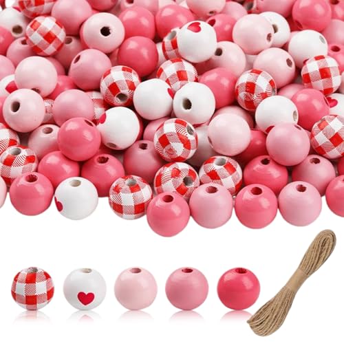 Valentinstagsperlen, 200pcs runde Holzperlen, 16 mm Valentines, romantische Holz für Handwerk, dekorativ für Girlandarmelemschmuck Schmuck Valentinstagsperlen, 200pcs runde Holzperlen, 16 mm Valentines, romantische Holz für Handwerk, dekorativ für Girlandarmelemschmuck Schmuck von Ssguopte
