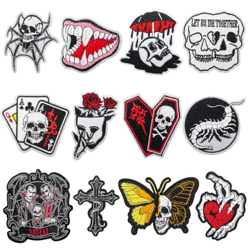 12 Stück Gothic Aufnäher zum Aufbügeln, Gothic, Rockband, coole Punk-Applikationen für Kleidung, Jacken, Rucksäcke, Jeans, Hüte, Reparatur, DIY, Kunsthandwerk 12 Stück Gothic Aufnäher zum Aufbügeln, Gothic, Rockband, coole Punk-Applikationen für Kleidung, Jacken, Rucksäcke, Jeans, Hüte, Reparatur, DIY, Kunsthandwerk von Ssyuysto
