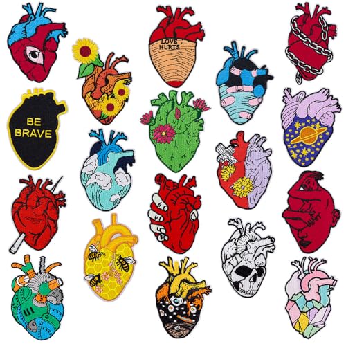 18 Stück anatomische Herz-Aufnäher zum Aufbügeln, Gothic, Rockband, bestickte Applikationen für Jacken, Hüte, Rucksäcke, Kleidung, Reparatur, DIY, Kunsthandwerk 18 Stück anatomische Herz-Aufnäher zum Aufbügeln, Gothic, Rockband, bestickte Applikationen für Jacken, Hüte, Rucksäcke, Kleidung, Reparatur, DIY, Kunsthandwerk von Ssyuysto