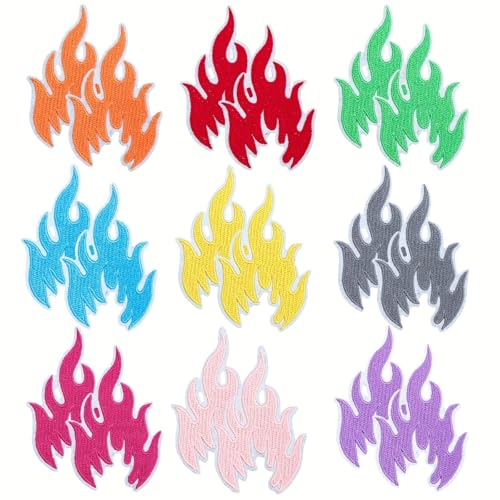 Aufnäher zum Aufbügeln, bunte Flamme, bestickte Applikationen für Kleidung, Jeans, Jacken, Rucksäcke, Trucker, Hüte, Westen, Denim-Taschen, Reparatur, DIY-Zubehör, Kunst, Handwerk, Dekoration, 18 von Ssyuysto