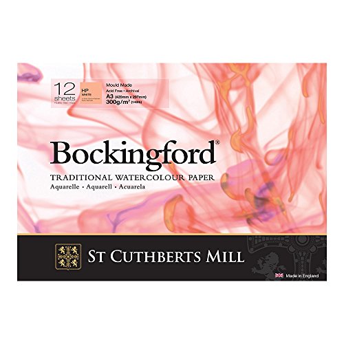 BOCKINGFORD Unbekannt St Cuthberts Mill Bockingford Aquarellpapier T4533000101AF: 300 g/m², Satiniert, Aquarellblock 29,7 x 42 cm (DIN A3), einseitiggeleimt, 12 Blatt, Weiß von SAUNDERS WATER FORD SERIES