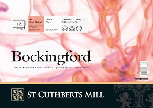 BOCKINGFORD Unbekannt St Cuthberts Mill Bockingford Aquarellpapier T4533000101DQ: 300 g/m², Satiniert, Aquarellblock 29,7 x 21 cm (DIN A4), einseitiggeleimt, 12 Blatt, Weiß von BOCKINGFORD