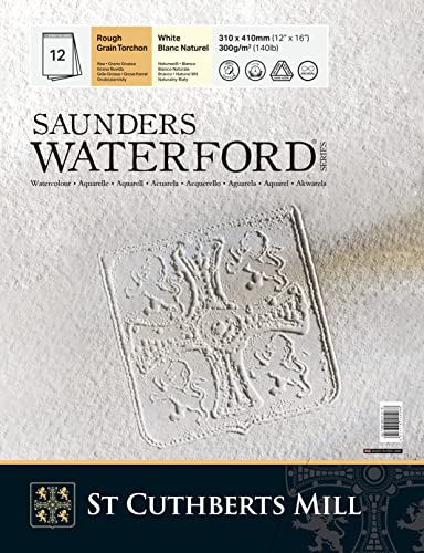St Cuthberts Mill Saunders Waterford Block, verleimt, 31 x 41 cm, 12 Stück, 100 % Satin, 300 g, Weiß von SAUNDERS WATERFORD SERIES