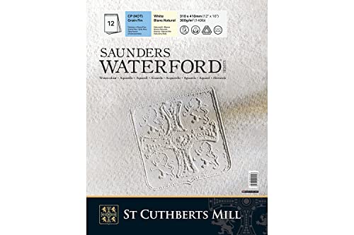 ST. CUTHBERTS MILL Saunders Waterford, feines Künstleraquarellpapier, 300 g/m², an der kurzen Seite geleimter Block, 31 x 41 cm, Naturweiß, 12 Bögen ST. CUTHBERTS MILL Saunders Waterford, feines Künstleraquarellpapier, 300 g/m², an der kurzen Seite geleimter Block, 31 x 41 cm, Naturweiß, 12 Bögen von SAUNDERS WATER FORD SERIES