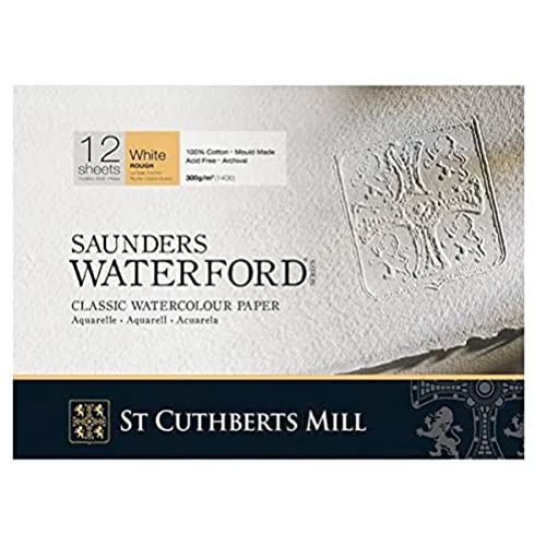 ST CUTHBERTS MILL Saunders Waterford – Block 20 Blatt Aquarellpapier Körnung Geschirrtuch – 31 x 23 cm – 300 g/m² – extra weiß von SAUNDERS WATER FORD SERIES