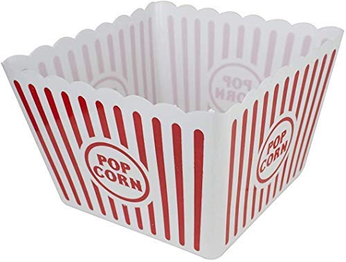 St@llion 1 Stück Retro-Popcorn-Behälter, Kunststoff, rot und weiß gestreift, für Weihnachtsfeier, Süßigkeitenbehälter, Süßigkeiten, Lebensmittel, Snacks, Geburtstag, Theater, Thema, Filmabende, von St@llion
