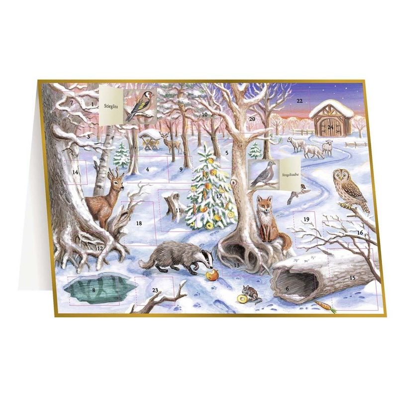 Adventskalenderkarte »Unsere Tiere Im Winterwald« von St. Benno Verlag GmbH