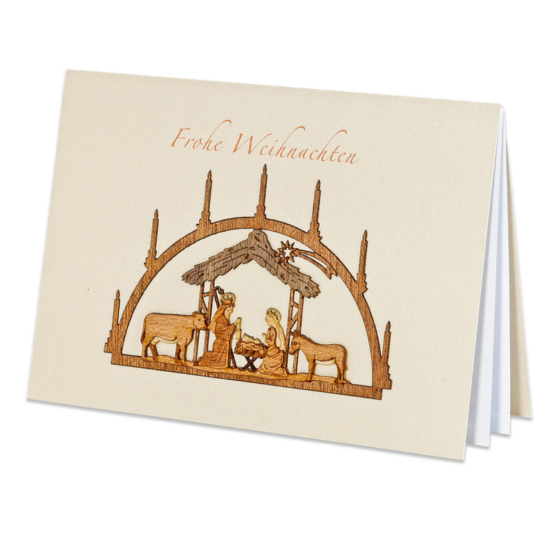 Weihnachtskarte Mit Holzintarsien »Frohe Weihnachten«, Box von St. Benno