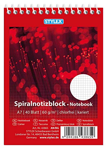 10x Spiral-Notizblock / Schreibblock / DIN A7 / kariert von St.Schreib.