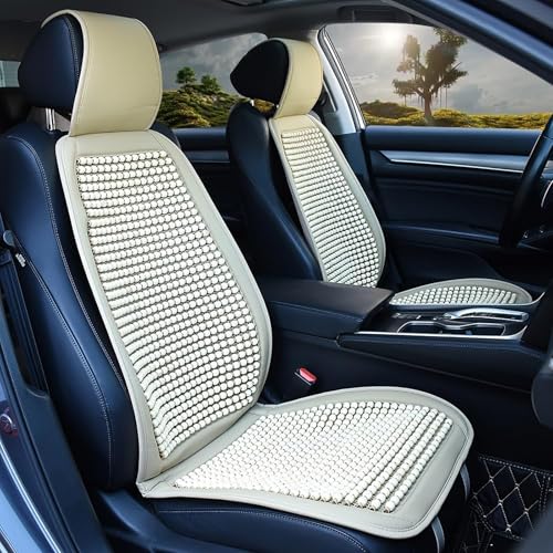 Universalle Auto Sitzbezug mit Massagefunktion für Suzuki Swift Hatchback (AZG) 2.Gen 5-Door 2013-2018, 1 Stück Atmungsaktive Coole Holzperlen Sitzauflage Vordersitze Sommergeeignete Massagekissen von StRoux