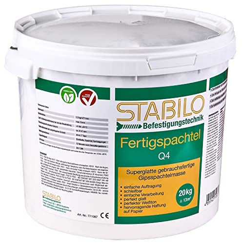 Fertigspachtel 20 kg weiß für innen | Spachtelmasse | Fertigspachtelmasse | Fugenspachtel | Glättspachtel | Gipsspachtel von Stabilo Befestigungstechnik
