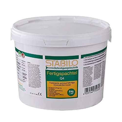 Fertigspachtel 5 kg weiß für innen | Spachtelmasse | Fertigspachtelmasse | Fugenspachtel | Glättspachtel | Gipsspachtel von Stabilo Befestigungstechnik