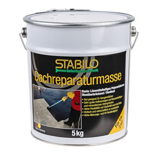 Stabilo Dachreparaturmasse 5 kg | Bitumen-Spachtelmasse, Dach-Abdichtung, Schwarz von Stabilo Befestigungstechnik