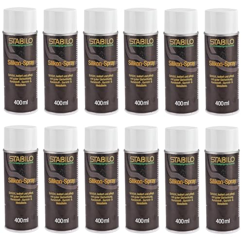 12x Silikon-Spray 400ml | Sprühfett, Gleitspray, Silikonfett, Schmieröl | Schützt, isoliert und pflegt von Stabilo Befestigungstechnik