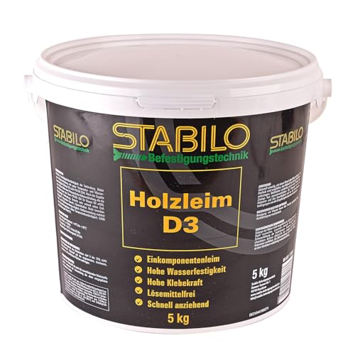 Holzleim D3 5kg Eimer, Leim, Holzkleber, Kaltleim, Einkomponentenleim, Holz Kleber wasserfest von Stabilo Befestigungstechnik