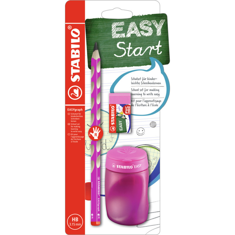 Schul-Set Für Rechtshänder - Stabilo Easygraph In Pink - Inklusive Spitzer + Radierer von STABILO Nonbook