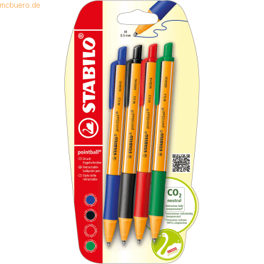 10 x Stabilo Kugelschreiber pointball VE=4 Farben Blister 10 x Stabilo Kugelschreiber pointball VE=4 Farben Blister von Stabilo