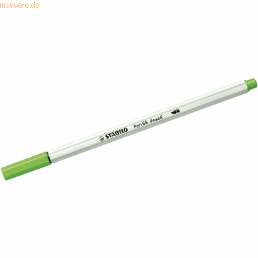 10 x Stabilo Premium-Filzstift mit Pinselspitze Pen 68 brush hellgrün von Stabilo