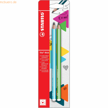 10 x Stabilo Schulbleistift Trio dreikant dick HB Blisterkarte VE=2 St von Stabilo