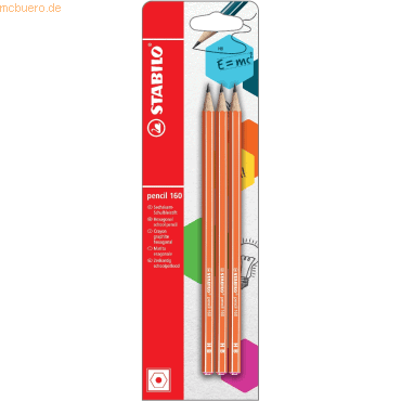 10 x Stabilo Schulbleistift sechskant pencil 160 HB orange Blisterkart von Stabilo