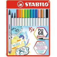 STABILO Pen 68 brush Brush-Pens farbsortiert, 15 St. von Stabilo