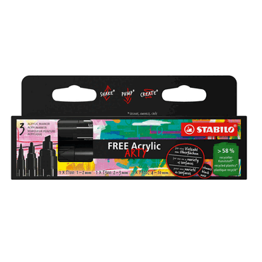 5 x Stabilo Acrymarker FREE Acrylic Kartonetui 3 Stück/3 Spitzen schwa 5 x Stabilo Acrymarker FREE Acrylic Kartonetui 3 Stück/3 Spitzen schwa von Stabilo