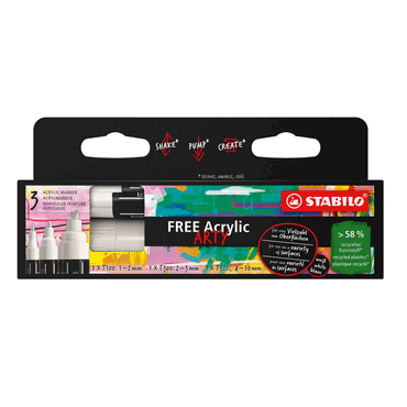 5 x Stabilo Acrymarker FREE Acrylic Kartonetui 3 Stück/3 Spitzen weiß 5 x Stabilo Acrymarker FREE Acrylic Kartonetui 3 Stück/3 Spitzen weiß von Stabilo